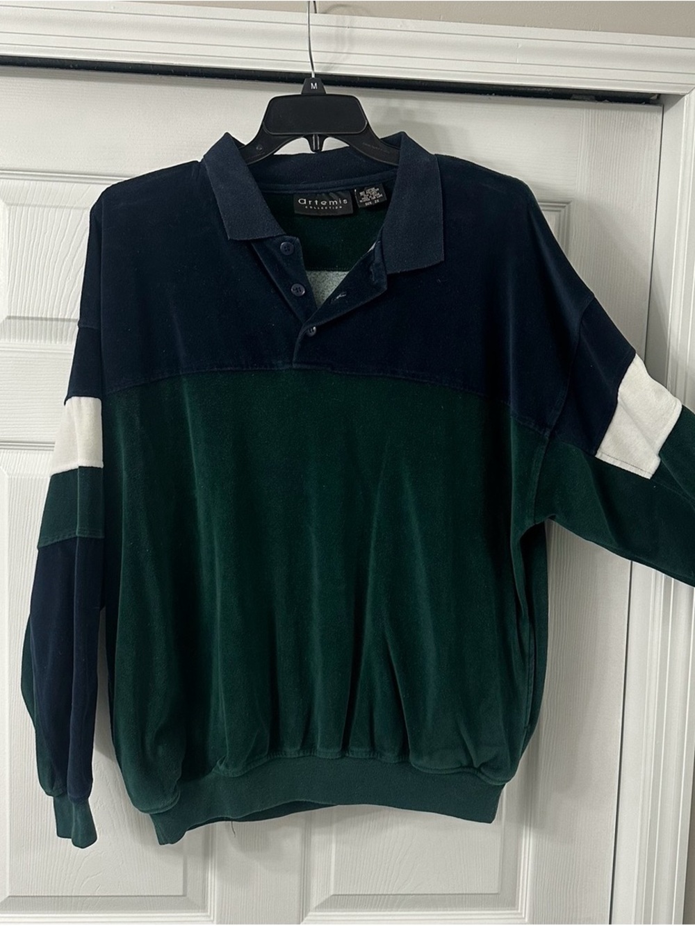 Gitoms Rugby Style Polo Sweatshirt in Navy, Forest Green & White